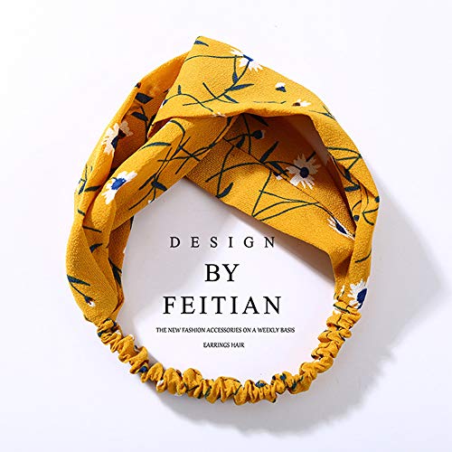 4 Piezas Envoltura de pelo Criss Cross, Envuelva la venda del pelo, Diademas florales bandeau, Diademas Mujer Boho Flor Vintage Impreso, Mujer Diademas Boho Vintage Elástica Cintas para el Pelo