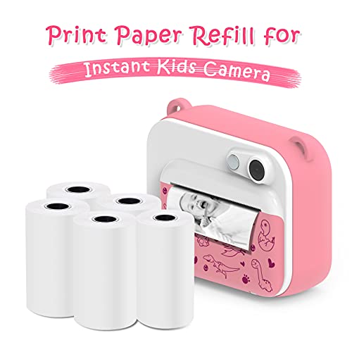 5 Rollos Papel de Impresión para Uleway Cámara Infantil Instantánea, Papel Térmico de Repuesto para Cámaras Digitales Niños, Blanco (Longitud: 23,95 pies/Anchura: 2,28 Pulgadas)
