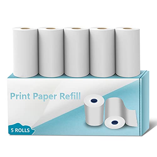 5 Rollos Papel de Impresión para Uleway Cámara Infantil Instantánea, Papel Térmico de Repuesto para Cámaras Digitales Niños, Blanco (Longitud: 23,95 pies/Anchura: 2,28 Pulgadas)
