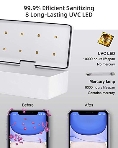 59S UV Esterilizador, Cajas de teléfono para esterilización UV, Caja esterilizadora LED UVC con 8 cuentas, Lámpara de esterilización rápida al 99,9%