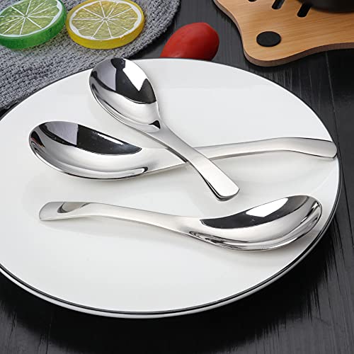 6 Piezas Cucharas de Sopa, Cucharas de Moka, Cucharillas de Café de Acero Inoxidable, Material de Alta Calidad, Apto para Ensaladas, Curry, Postres de Crema y Platos Calientes, 16,7 cm
