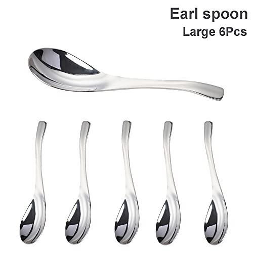 6 Piezas Cucharas de Sopa, Cucharas de Moka, Cucharillas de Café de Acero Inoxidable, Material de Alta Calidad, Apto para Ensaladas, Curry, Postres de Crema y Platos Calientes, 16,7 cm