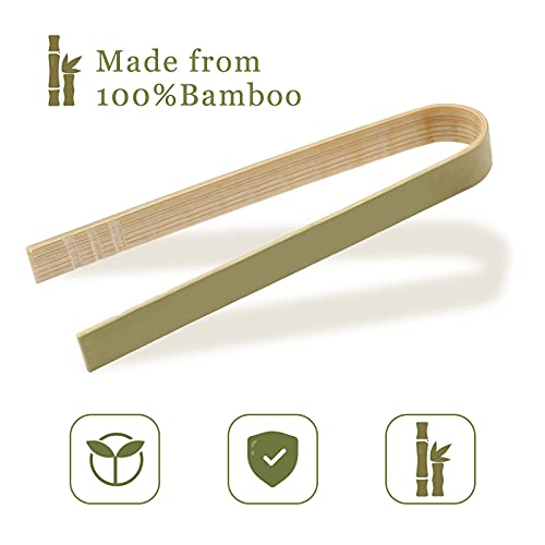 60 piezas Pinzas de comida de bambú para cocinar 4in Mini Tostadora Pinzas Pequeñas Pinzas de Bambú Natural Tostadora Tinzas Ecológico Utensilios de cocina