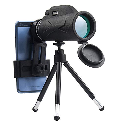 80 × 100 Monoculares de Alta Definición Alcance Mono Telescopio a Prueba de Agua Prisma óptico Visión Amplia Camping Caza Monocular con Cubierta de Goma (with phone holder)