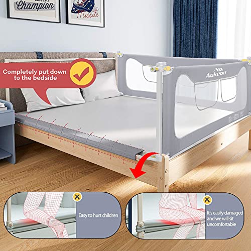 A0KE0U Barrera de seguridad para cama de niños pequeños – Extra larga Twin Full Queen King Size con sistema de seguridad de anclaje reforzado – 150 cm