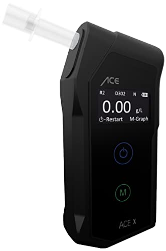 ACE X Alcoholímetro de Mayor Precisión 99,1% - Etilómetro Digital - Test de Alcoholemia Reutilizable - Portatil y Fiable