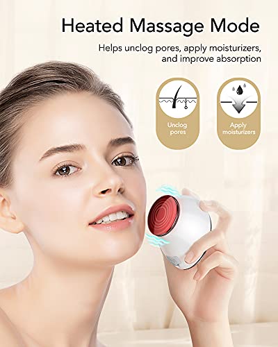AEVO Cepillo Limpieza Facial, Limpieza 6 Veces más Profunda,Masaje con Calor,Vibraciones Sónicas, Cabezal Silicona Desmontable, Exfoliación, Recargable, 5 Modos, Unisex, Blanco