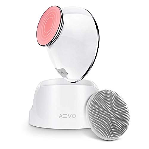 AEVO Cepillo Limpieza Facial, Limpieza 6 Veces más Profunda,Masaje con Calor,Vibraciones Sónicas, Cabezal Silicona Desmontable, Exfoliación, Recargable, 5 Modos, Unisex, Blanco