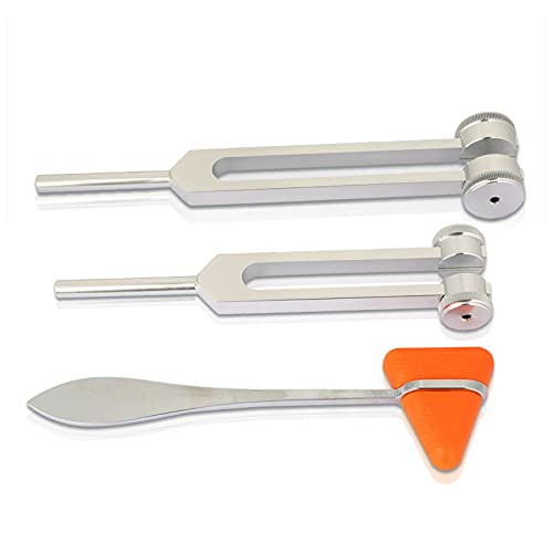 Agatige 3 Piezas de aleación de Aluminio, diapasón, afinación neurológica, órganos sensoriales, Horquilla, Martillo de percusión, mazo para afinar violín, Piano, Guitarra