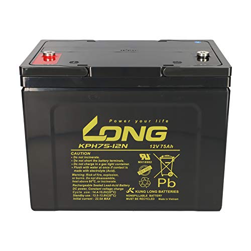 AGM KPH75-12N M6 - Batería de plomo (12 V, 75 Ah, compatible con MP75-12C, REC80-12I, M75-12, 12LC-75, KPH75-12NE, 75 Ah, 77 Ah, 80 Ah)