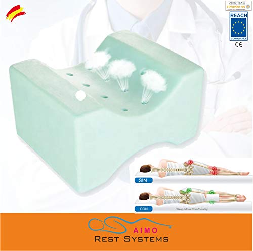 AIMO Spain Almohada cojín para piernas ortopédico de Rodilla. con Gel INFUSIONADO, Facilita el Dormir de Lado, Alivia Dolores de Espalda y Caderas, más Fresca,más cómoda, más higiénica