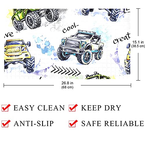 AITAI Alfombrilla de baño antideslizante con ventosas fuertes y agujeros de drenaje Cool Suvs Cartoon Cross Country Vehicle