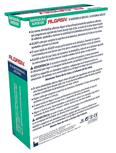 ALGASIV Almohadillas Adhesivas Para Dentaduras Postizas Superiores, 30 Unidades. Dura Todo El Día Y Protege Las Encías