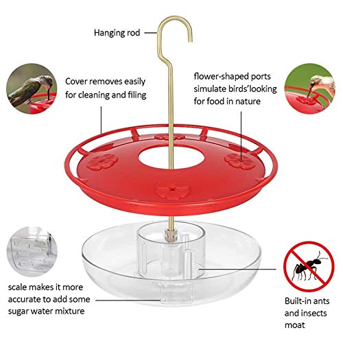Alimentador de Colibrí, Colibrí Alimentador Alimentador de Pájaros de Plástico Alimentador de Colibrí Colgante con 4 Puertos de Alimentación de Aves para Exteriores