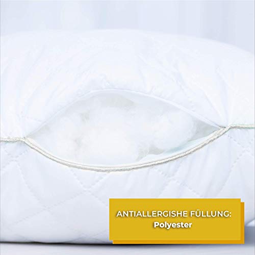 Almohada Acolchada, 80x80 cm Microfibra, hipoalergénica Blanco
