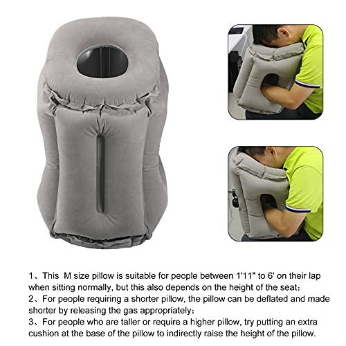 Almohada de viaje hinchable para el cuello, para un cómodo apoyo de la cabeza, cuello, alivio del dolor de hombros, plegable, para viajes, trenes, avión, coche, oficina (gris)