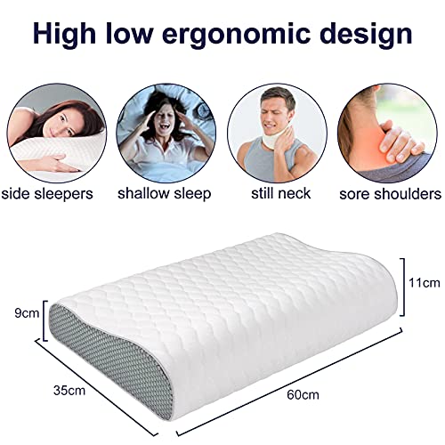 Almohada Fityou, Espuma de Memoria Ajustable en Altura 60 x 35 cm, Almohada ortopédica de Soporte Cervical, Almohada para Dormir con Cremallera para Personas Que Duermen de Lado, Funda de Almohada