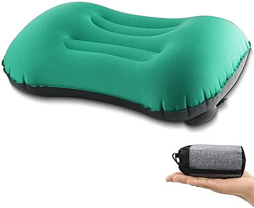 Almohada hinchable, almohada hinchable, ultraligera, de prensa de mano, cómoda para dormir en viajes, senderismo o senderismo