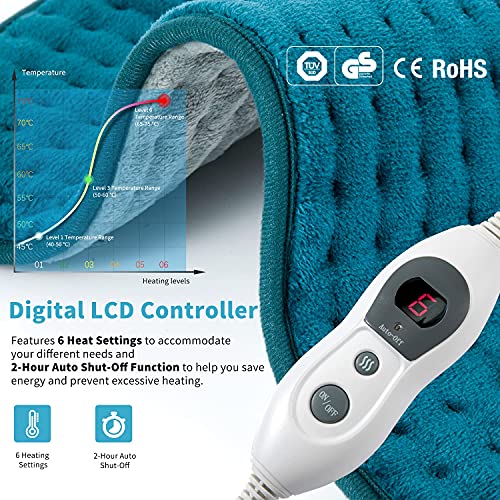 Almohadilla Eléctrica Térmica, Manta Electrica Calentar Rápido de 6 Niveles, Manta Electrica con Tecnología de Calentamiento Rápido(60 * 30 cm)