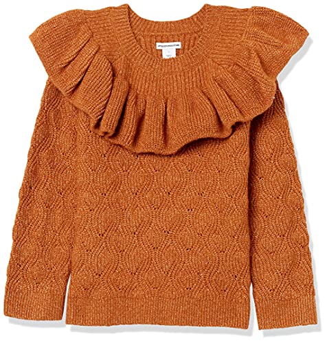 Amazon Essentials Suéter con Volantes Suaves al Tacto para niñas Pullover-Sweaters, Marrón Claro, 2 años