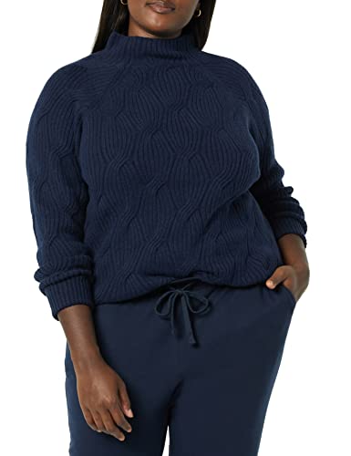 Amazon Essentials Suéter de Cuello Embudo Suave al Tacto, Azul Marino, M