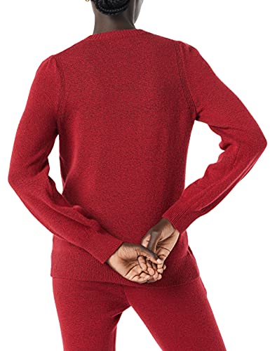 Amazon Essentials Suéter de Cuello Redondo con Hombros Plisados y Tacto Suave, Rojo Oscuro, S