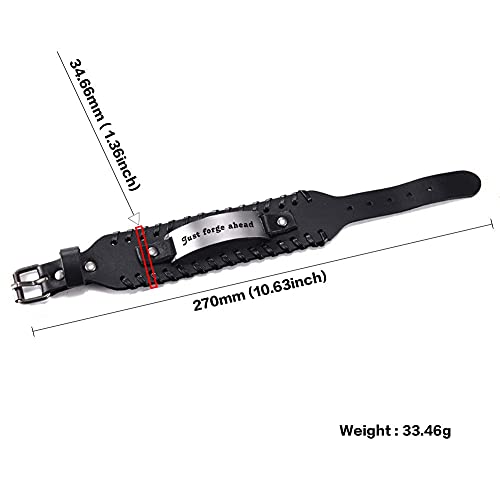 AMOZ Pulsera de Cuero Trenzada con Frase Inspiradora Grabada Brazaletes con Colgante de Plata de Acero Inoxidable Regalos de Estímulo Significativo para Hombres Y Mujeres Tengo un Potencial Ilimitado