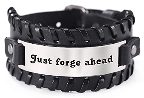 AMOZ Pulsera de Cuero Trenzada con Frase Inspiradora Grabada Brazaletes con Colgante de Plata de Acero Inoxidable Regalos de Estímulo Significativo para Hombres Y Mujeres Tengo un Potencial Ilimitado