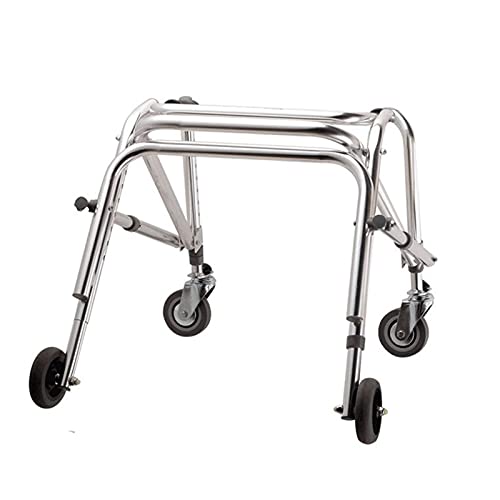 Andador Plegable para Niños Pediátricos con Ruedas, Entrenador de Marcha Ajustable en Altura de Aleación de Aluminio, Andador con Andador Posterior Liviano, Carrito de Entrenamiento para Práctica