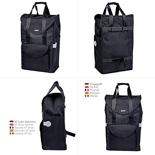 Andersen Carro de Compra Quattro con Bolsa Senta Negra, Volumen 49L, Marco Acero con 4 Ruedas