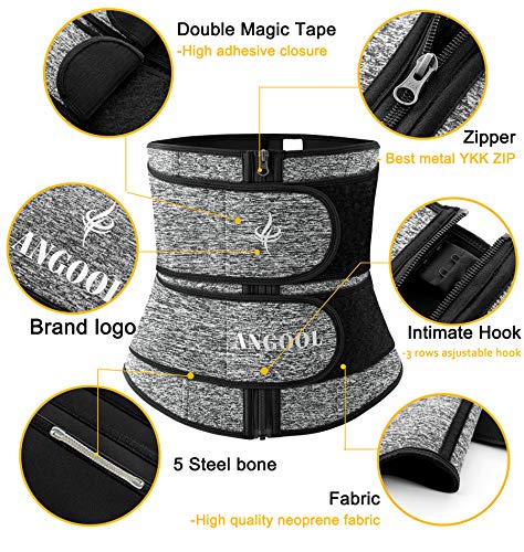 ANGOOL Fajas Deportivas Neopreno Cinturón Lumbar de Sudoraicion Cinturón de Cintura para Mujeres Cinturón Transpirable Cintura