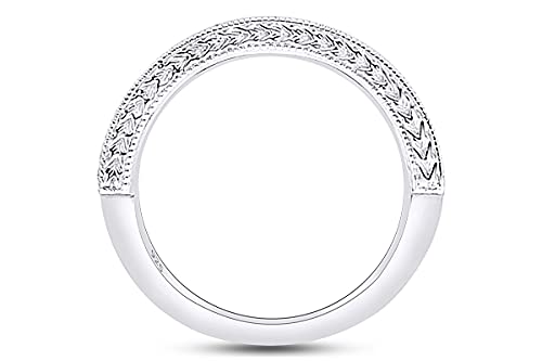 Anillo de oro de 18 quilates sobre plata de ley 925 de corte redondo con diamante natural de media eternidad aniversario (0,14 quilates, color I-J, claridad I2), Diamond,