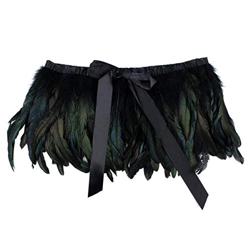 ANSUG Chal negro de la pluma de la manera, Natural del abrigo del hombro que cose la costura del collar del pavo real de los mantones para la etapa del partido del vestido de cóctel