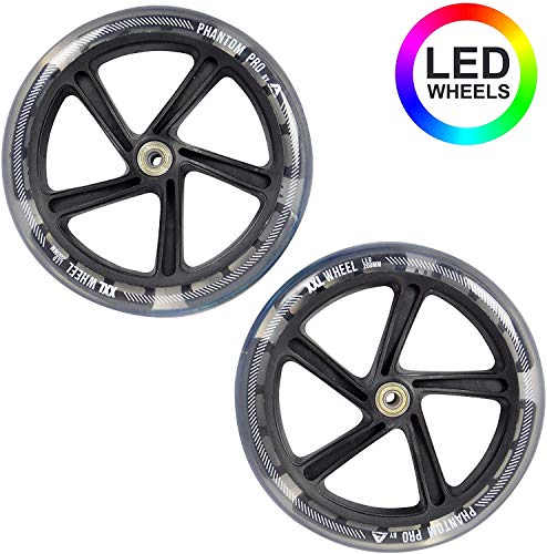 Apollo Ruedas de Recambio City Scooter LED 200mm Pro Wheels, rodamientos de Bolas ABEC 7, Ruedas de Recambio adecuadas para Big City Scooter Wheel