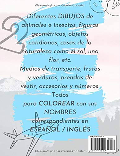 Aprende y Colorea: con 200 dibujos y sus nombres en Español / Inglés