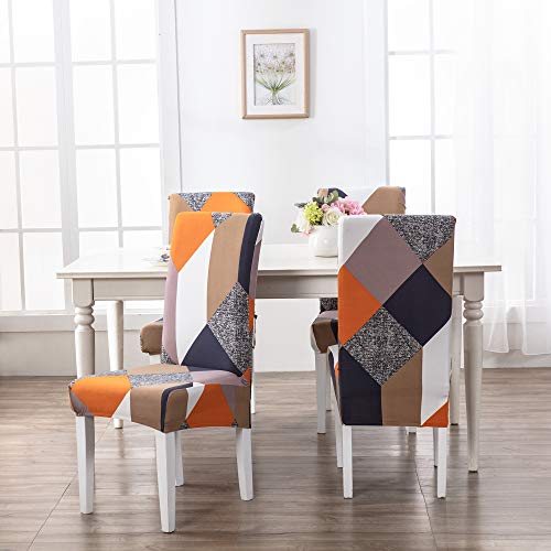 ARNTY Fundas Sillas de Comedor 4 Piezas/6 Piezas,Fundas para Sillas de Comedor Elasticas Antimanchas,Cubiertas para Sillas Protectoras para Sillas(Cuadrado, 6 Piezas)