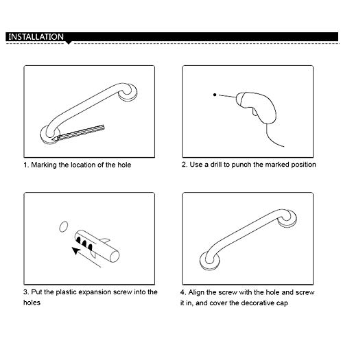 Asidero Para Riel De Bañera, Moderno Estilo Minimalista De Acero Inoxidable Asideros Para Discapacitados Con Cubierta Decorativa Bolsa De Tornillo Para Inodoro Para Bañera Para Baño