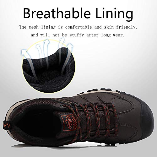 ASTERO Zapatillas Senderismo Hombre Zapatos Trekking Antideslizantes Bajos Botas de Montaña AL Aire Libre Sneakers Transpirable Tamaño 41-46（MARRÓN Oscuro Numeric_42