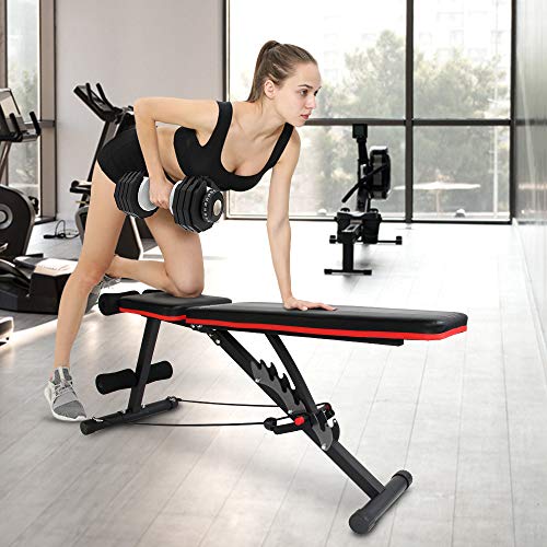 ATIVAFIT Banco de pesas ajustable para entrenamiento de cuerpo completo, multiusos, banco de pesas plegable, banco plano para gimnasio en casa,Banco inclinable/declive Plegable
