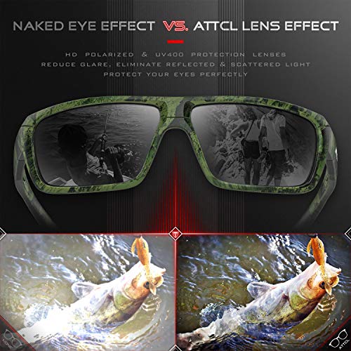 ATTCL Gafas de sol polarizadas para hombre que conduce 100% anti UV400 Gafas de pesca en bicicleta (Camuflaje/Lente Negra (No Espejo))