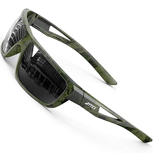 ATTCL Gafas de sol polarizadas para hombre que conduce 100% anti UV400 Gafas de pesca en bicicleta (Camuflaje/Lente Negra (No Espejo))
