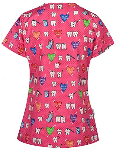 B-well Carina Casacas Sanitarias Mujer Manga Corta con Botones a presión y Cuello en Y para Mujeres Dientes XXXL