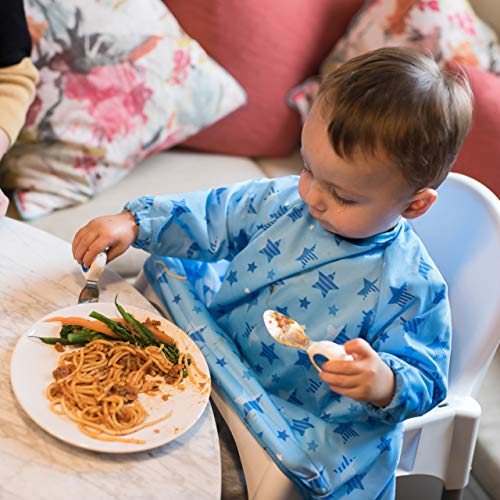 Babero-bata Cover & Catch de Tidy Tot adherible a tronas ¡SIN DEJAR HUECOS! De manga larga e impermeable, sin desperdicio para la práctica del baby led weaning BLW