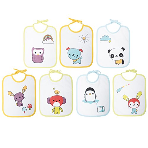 BabyCalin Juego de 7 baberos impresos 20 x 25 cm