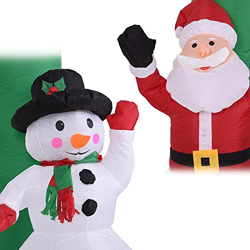 Bakaji - Arco hinchable de Papá Noel y muñeco de nieve con luces LED, altura 250 cm, sistema autohinchable, protección IP44, adorno y decoración navideña para exteriores