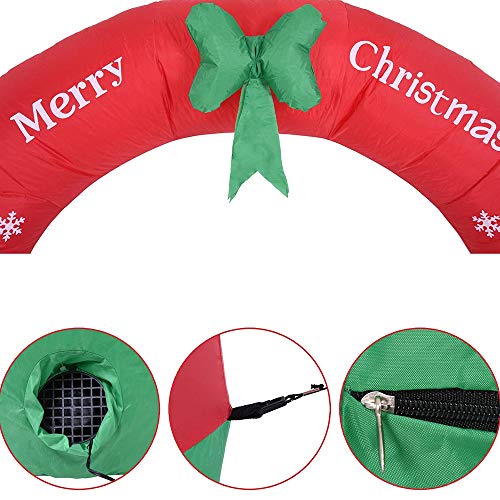 Bakaji - Arco hinchable de Papá Noel y muñeco de nieve con luces LED, altura 250 cm, sistema autohinchable, protección IP44, adorno y decoración navideña para exteriores