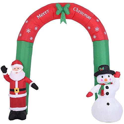 Bakaji - Arco hinchable de Papá Noel y muñeco de nieve con luces LED, altura 250 cm, sistema autohinchable, protección IP44, adorno y decoración navideña para exteriores