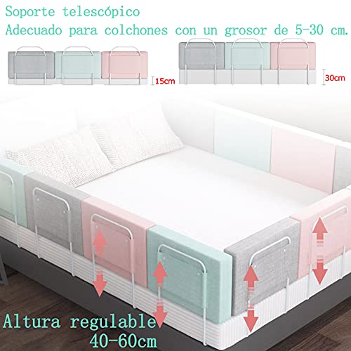 Barrera Seguridad Cama Niño Barrera de Cama de Ajuste fácil Portátil Barrera de Cama para bebé Protección contra caídas, Baranda Protectora quitamiedos ​Ideal Altura: 28 cm Fácil de Instalar