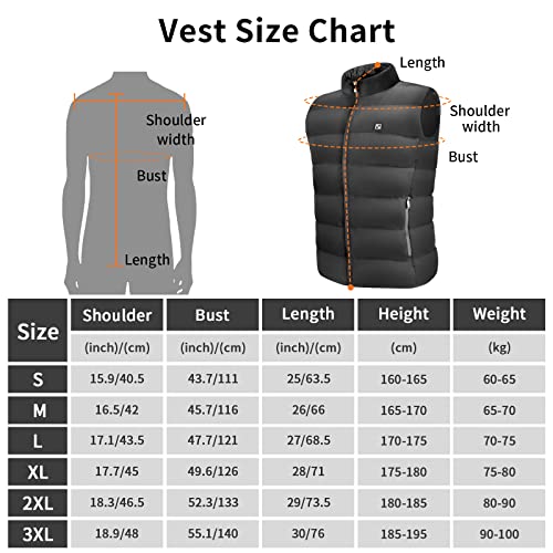 Barrjee Chaleco Calefactable Eléctrico USB para Hombres y Mujeres, Chaqueta Termica con 3 Temperatura Ajustable, Chaleco Calefactor Lavable para Camping Senderismo Esquí Moto (Batería No Incluida)