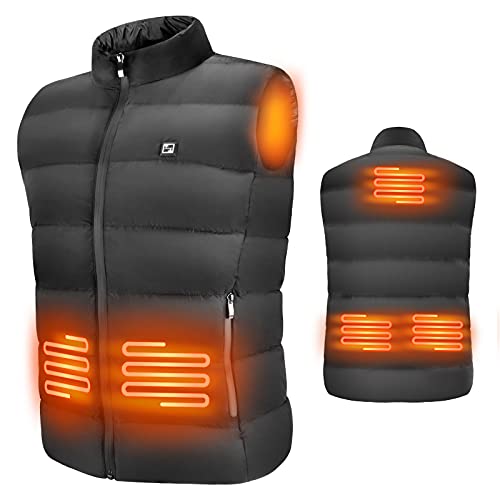Barrjee Chaleco Calefactable Eléctrico USB para Hombres y Mujeres, Chaqueta Termica con 3 Temperatura Ajustable, Chaleco Calefactor Lavable para Camping Senderismo Esquí Moto (Batería No Incluida)